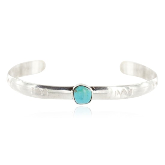 Handmade Certified Authentic Navajo .925 Sterling Silver Natural Turquoise Baby Native American Bracelet 13012-1 All Products NB160116231650 13012-1 (by LomaSiiva)