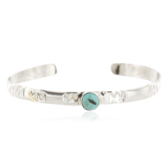 Handmade Certified Authentic Navajo .925 Sterling Silver Natural Turquoise Baby Native American Bracelet 13012-2 Handmade Certified Authentic Navajo .925 Sterling Silver Natural Turquoise Baby Native American Bracelet 13012-2