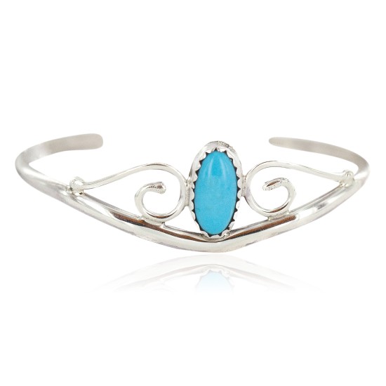 Handmade Certified Authentic Navajo .925 Sterling Silver Natural Turquoise Native American Baby Bracelet  13186-1 All Products NB160602222352 13186-1 (by LomaSiiva)