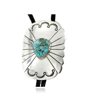 Handmade Certified Authentic Navajo .925 Sterling Silver Natural Turquoise Native American Bolo Tie  1190-2