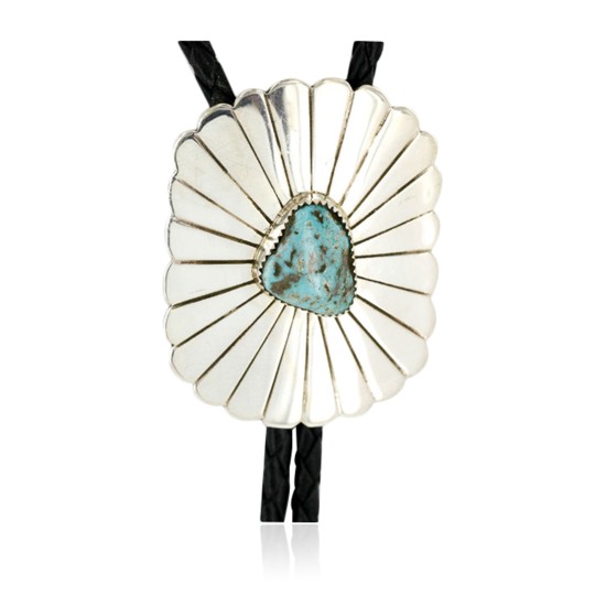 Handmade Certified Authentic Navajo .925 Sterling Silver Natural Turquoise Native American Bolo Tie  1190