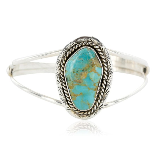 Handmade Certified Authentic Navajo .925 Sterling Silver Natural Turquoise Native American Bracelet 12654-00