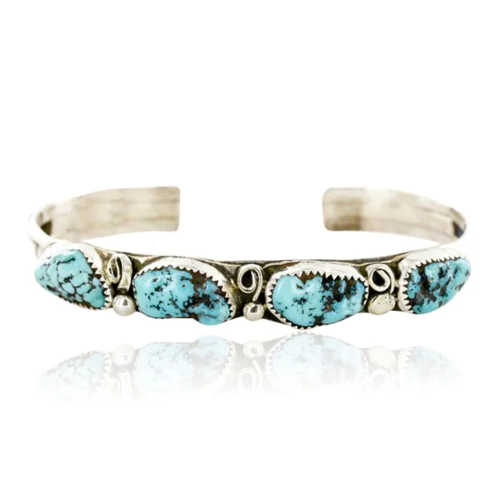 Handmade Certified Authentic Navajo .925 Sterling Silver Natural Turquoise Native American Bracelet 12755-1 Handmade Certified Authentic Navajo .925 Sterling Silver Natural Turquoise Native American Bracelet 12755-1