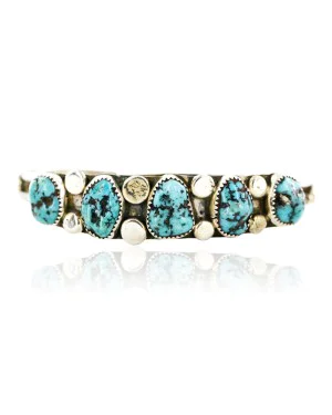 Handmade Certified Authentic Navajo .925 Sterling Silver Natural Turquoise Native American Bracelet 12755-5