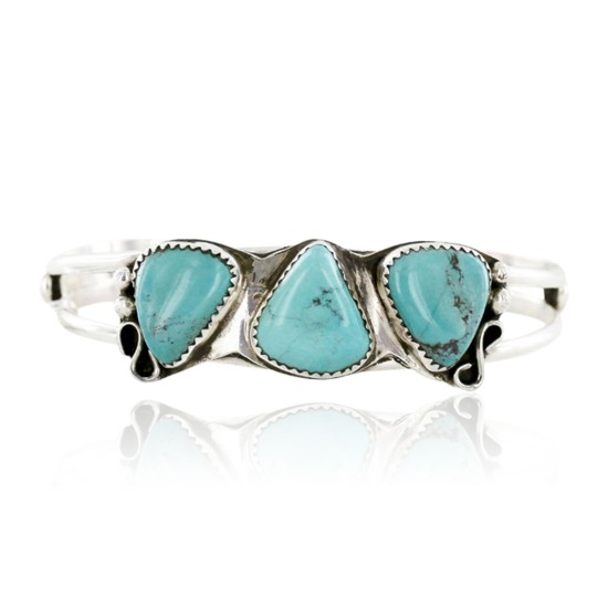 Handmade Certified Authentic Navajo .925 Sterling Silver Natural Turquoise Native American Bracelet 12763