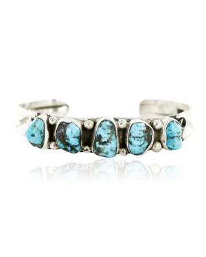 Handmade Certified Authentic Navajo .925 Sterling Silver Natural Turquoise Native American Bracelet 12764