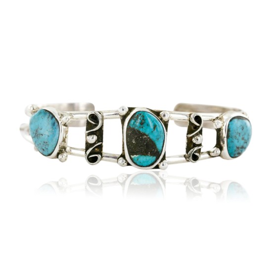 Handmade Certified Authentic Navajo .925 Sterling Silver Natural Turquoise Native American Bracelet 12765