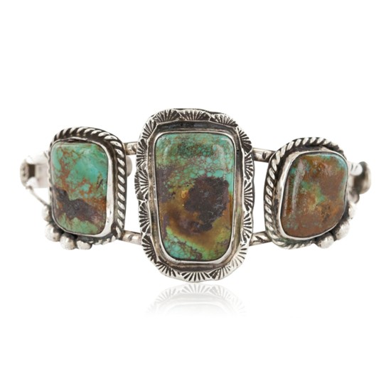 Handmade Certified Authentic Navajo .925 Sterling Silver Natural Turquoise Native American Bracelet 12818-1 Handmade Certified Authentic Navajo .925 Sterling Silver Natural Turquoise Native American Bracelet 12818-1