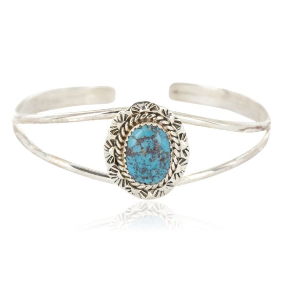 Handmade Certified Authentic Navajo .925 Sterling Silver Natural Turquoise Native American Bracelet  12826-3