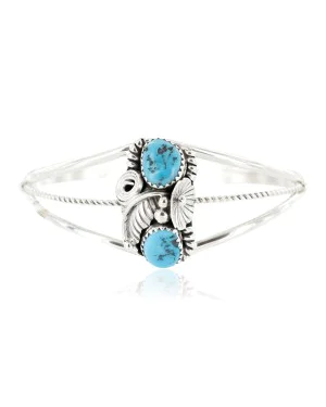 Handmade Certified Authentic Navajo .925 Sterling Silver Natural Turquoise Native American Bracelet 13021