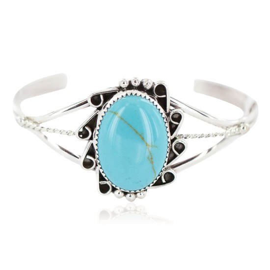 Handmade Certified Authentic Navajo .925 Sterling Silver Natural Turquoise Native American Bracelet 18199