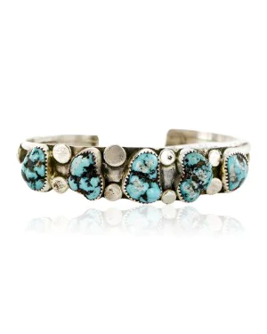 Handmade Certified Authentic Navajo .925 Sterling Silver Natural Turquoise Native American Bracelet 20 12755-6