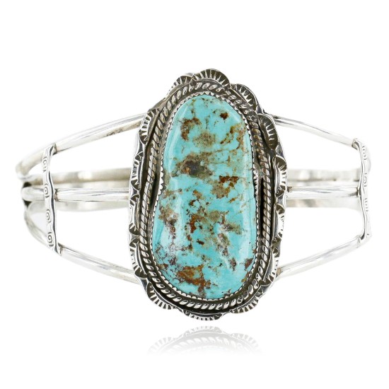 Handmade Certified Authentic Navajo .925 Sterling Silver Natural Turquoise Native American Cuff Bracelet 12769