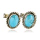 Handmade Certified Authentic Navajo .925 Sterling Silver Natural Turquoise Native American Cuff Links 19109-1