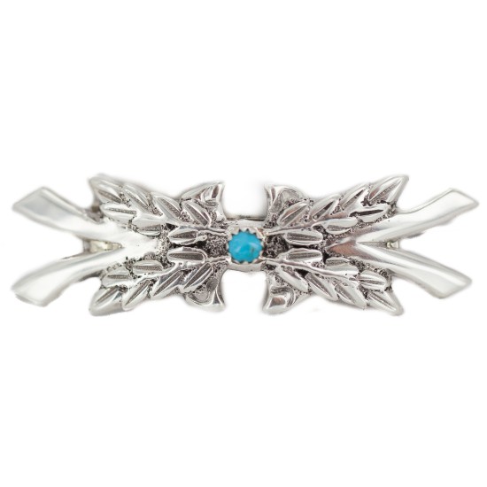 Handmade Certified Authentic Navajo .925 Sterling Silver Natural Turquoise Native American Hair Barrette 90002