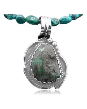 Handmade Certified Authentic Navajo .925 Sterling Silver Natural Turquoise Native American Necklace 370840033818