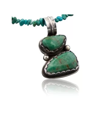Handmade Certified Authentic Navajo .925 Sterling Silver Natural Turquoise Native American Necklace 370842449535