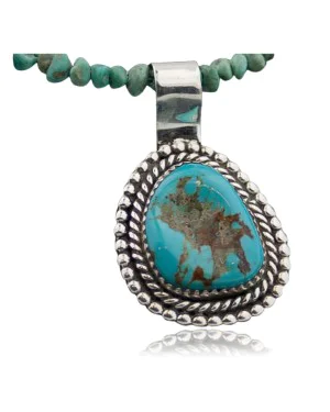 Handmade Certified Authentic Navajo .925 Sterling Silver Natural Turquoise Native American Necklace 370874130337