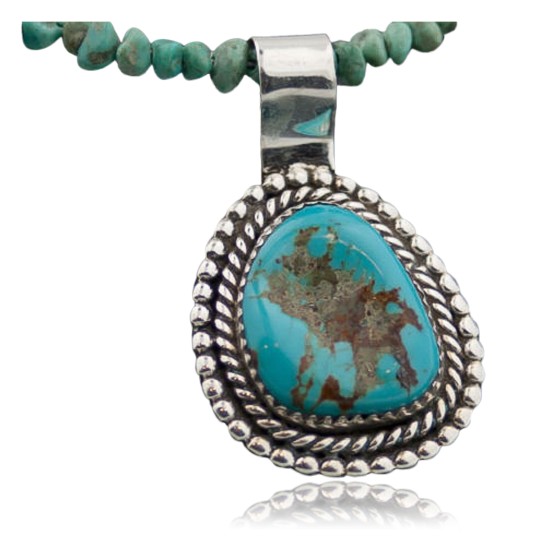 Handmade Certified Authentic Navajo .925 Sterling Silver Natural Turquoise Native American Necklace 370874130337