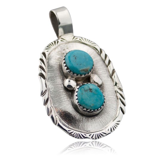Handmade Certified Authentic Navajo .925 Sterling Silver Natural Turquoise Native American Necklace 370874583671