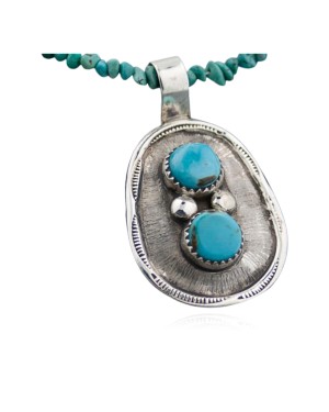 Handmade Certified Authentic Navajo .925 Sterling Silver Natural Turquoise Native American Necklace 370876467536