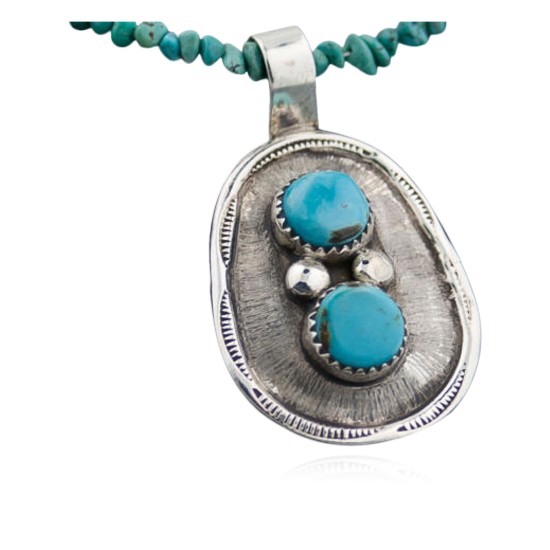 Handmade Certified Authentic Navajo .925 Sterling Silver Natural Turquoise Native American Necklace 370876467536