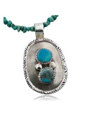 Handmade Certified Authentic Navajo .925 Sterling Silver Natural Turquoise Native American Necklace 370878903958