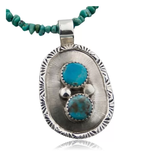 Handmade Certified Authentic Navajo .925 Sterling Silver Natural Turquoise Native American Necklace 370878903958 Handmade Certified Authentic Navajo .925 Sterling Silver Natural Turquoise Native American Necklace 370878903958