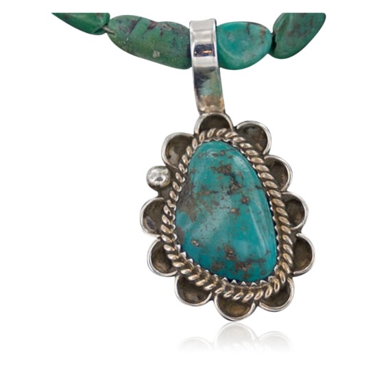 Handmade Certified Authentic Navajo .925 Sterling Silver Natural Turquoise Native American Necklace 370886463334