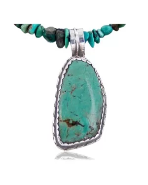 Handmade Certified Authentic Navajo .925 Sterling Silver Natural Turquoise Native American Necklace 370887136239