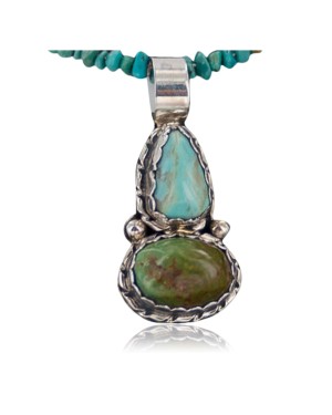 Handmade Certified Authentic Navajo .925 Sterling Silver Natural Turquoise Native American Necklace 370888327990