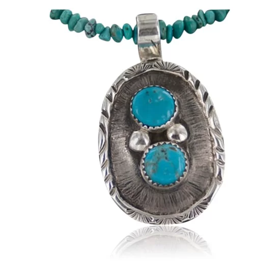 Handmade Certified Authentic Navajo .925 Sterling Silver Natural Turquoise Native American Necklace 370889381552 Handmade Certified Authentic Navajo .925 Sterling Silver Natural Turquoise Native American Necklace 370889381552