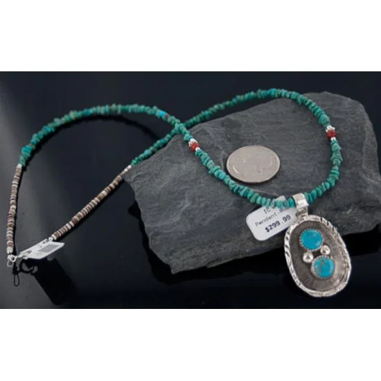 Handmade Certified Authentic Navajo .925 Sterling Silver Natural Turquoise Native American Necklace 370889381552 Handmade Certified Authentic Navajo .925 Sterling Silver Natural Turquoise Native American Necklace 370889381552