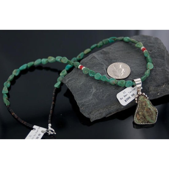 Handmade Navajo .925 Sterling Silver Natural Turquoise Necklace