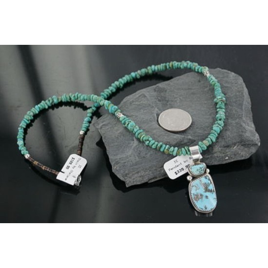 Handmade Certified Authentic Navajo .925 Sterling Silver Natural Turquoise Native American Necklace 370906021152 Handmade Certified Authentic Navajo .925 Sterling Silver Natural Turquoise Native American Necklace 370906021152