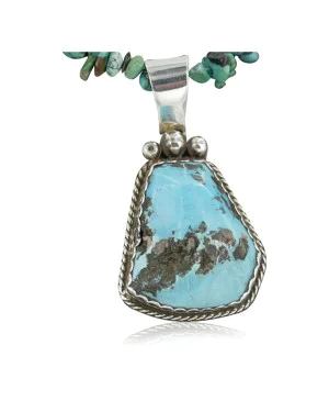 Handmade Certified Authentic Navajo .925 Sterling Silver Natural Turquoise Native American Necklace 370914599950