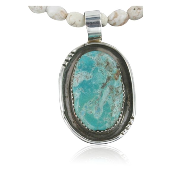 Handmade Certified Authentic Navajo .925 Sterling Silver Natural Turquoise Native American Necklace 370922279997