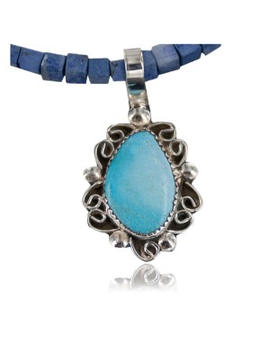 Handmade Certified Authentic Navajo .925 Sterling Silver Natural Turquoise Native American Necklace 370925715349