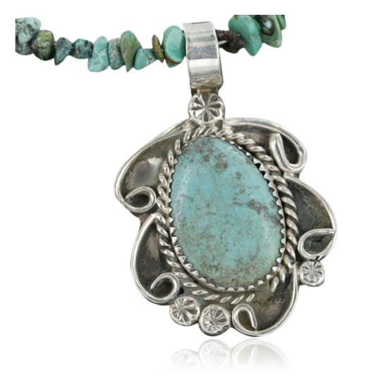 Handmade Certified Authentic Navajo .925 Sterling Silver Natural Turquoise Native American Necklace 370938615235