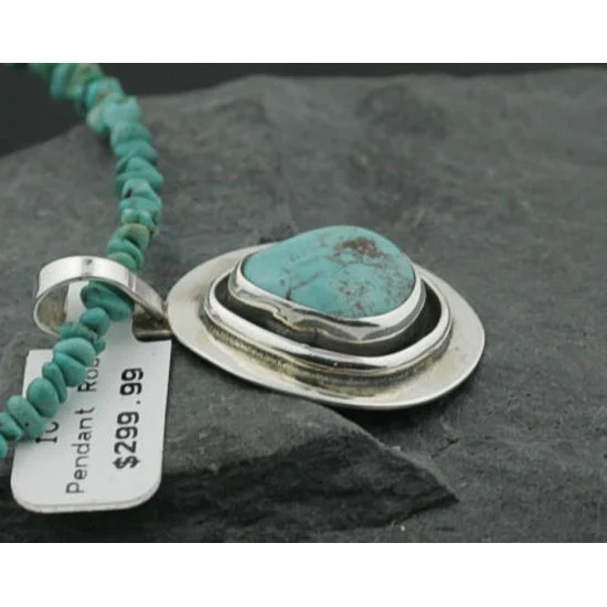 Handmade Certified Authentic Navajo .925 Sterling Silver Natural Turquoise Native American Necklace 370949636317