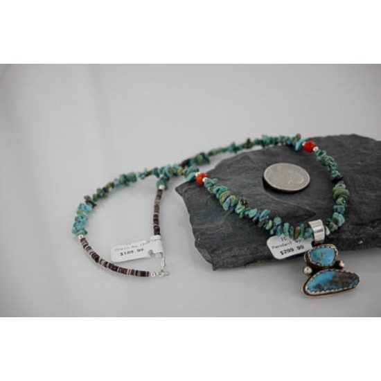 Handmade Certified Authentic Navajo .925 Sterling Silver Natural Turquoise Native American Necklace 370955238829 Handmade Certified Authentic Navajo .925 Sterling Silver Natural Turquoise Native American Necklace 370955238829