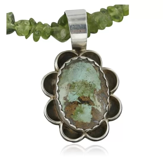 Handmade Certified Authentic Navajo .925 Sterling Silver Natural Turquoise Native American Necklace 370955346317