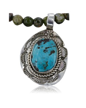 Handmade Certified Authentic Navajo .925 Sterling Silver Natural Turquoise Native American Necklace 370964316443