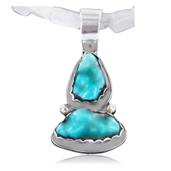 Handmade Certified Authentic Navajo .925 Sterling Silver Natural Turquoise Native American Necklace 370977384054