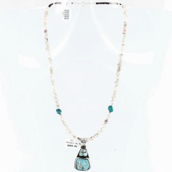Handmade Certified Authentic Navajo .925 Sterling Silver Natural Turquoise Native American Necklace 371002892383 Handmade Certified Authentic Navajo .925 Sterling Silver Natural Turquoise Native American Necklace 371002892383