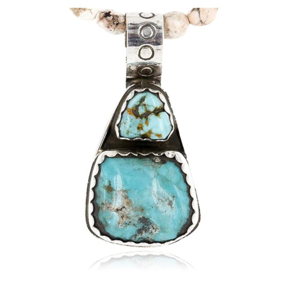 Handmade Certified Authentic Navajo .925 Sterling Silver Natural Turquoise Native American Necklace 371002892383