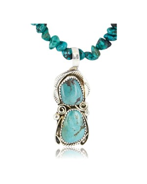 Handmade Certified Authentic Navajo .925 Sterling Silver Natural Turquoise Native American Necklace 371029386459