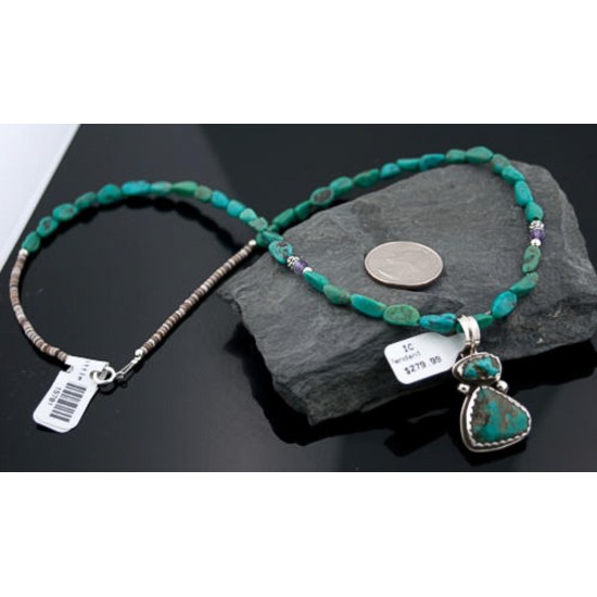 Handmade Certified Authentic Navajo .925 Sterling Silver Natural Turquoise Native American Necklace 390644548273 Handmade Certified Authentic Navajo .925 Sterling Silver Natural Turquoise Native American Necklace 390644548273