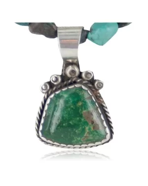 Handmade Certified Authentic Navajo .925 Sterling Silver Natural Turquoise Native American Necklace 390656793349