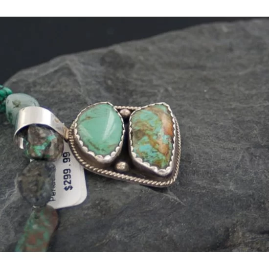 Handmade Certified Authentic Navajo .925 Sterling Silver Natural Turquoise Native American Necklace 390658302135